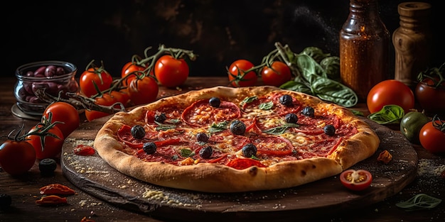 AI Generative AI Generated Illustrazione realistica di una gustosa pizza italiana