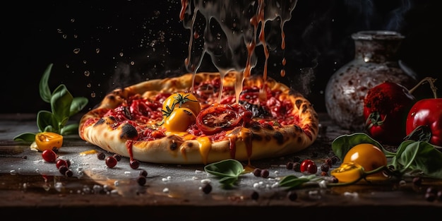 AI Generative AI Generated Illustrazione realistica di una gustosa pizza italiana