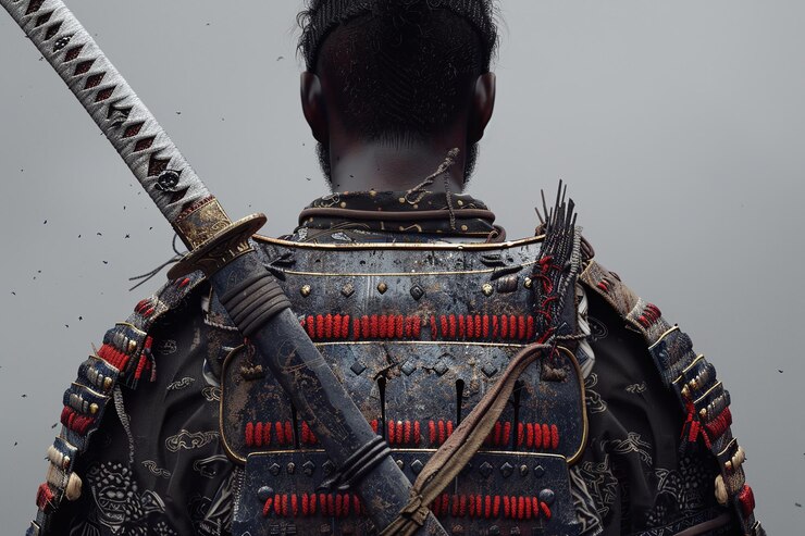 ai generative black skinned samurai