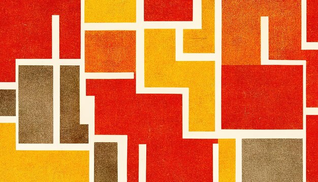 AI generativo astratto stile Bauhaus colori autunnali sfondo con texture di carta granulosa Design geometrico minimale contemporaneo alla moda degli anni '20 Arte digitale