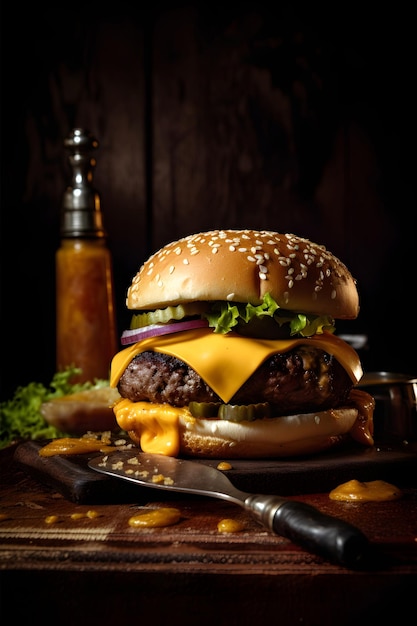 Ai generativo dell'illustrazione deliziosa del cheeseburger