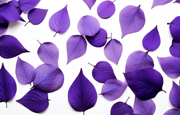 Ai generativo Petali di fiori viola su sfondo bianco