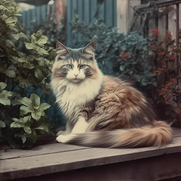 AI generato AI Generative 1910s vintage retro colorato foto fotografia realistica illustrazione cat