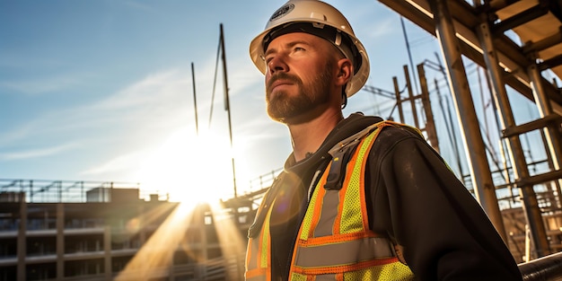 AI generato AI Generative Construction persona uomo lavoratore costruttore a casa progetto di architettura