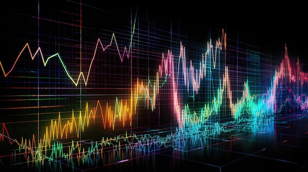 AI generato AI Generative Finance stock forex grafico di marketing denaro tendenza volume reddito andare su e giù Può essere utilizzato per l'illustrazione di analisi dichiarazioni finanziarie arte grafica illustrazione