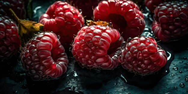 AI generato AI Generative Fruit bacca sana mock up close up fotografia raspberrt Graphic Art