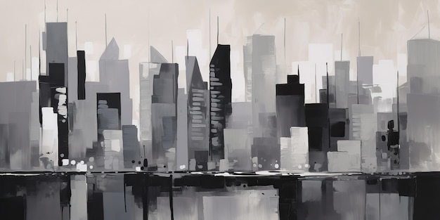 AI generato AI Generative Ink pain draw illustrazione del paesaggio urbano della città Arte grafica
