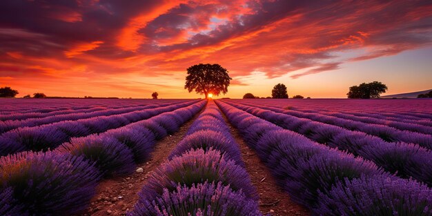 AI Generato AI Generativo Bellissimo campo di lavanda rosa Natura selvaggia avventura giardino della fattoria