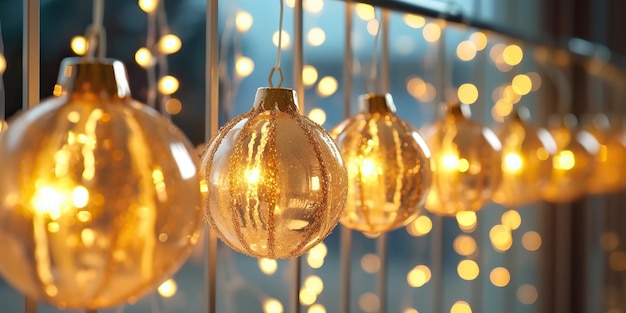 AI generato AI generativo Buon Natale Capodanno palline luminose per le celebrazioni delle vacanze di Natale