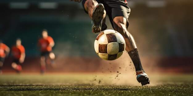 AI Generato AI Generativo Calcio Calcio Palla Piede Calcio Movimento Gioco Sport In Forma Concorrenza Foto Illustrazione Arte Grafica