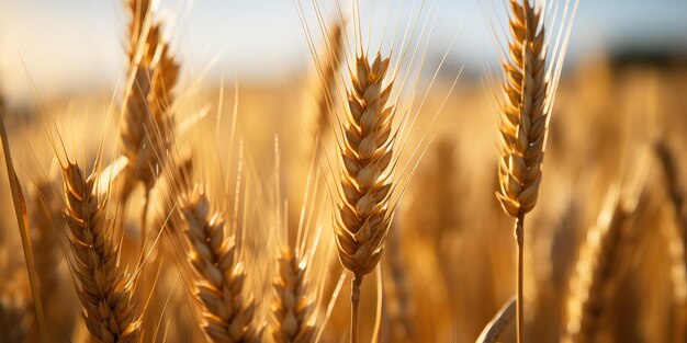 AI generato AI generativo Campo di grano dorato giornata di sole Raccolto di campagna natura all'aperto