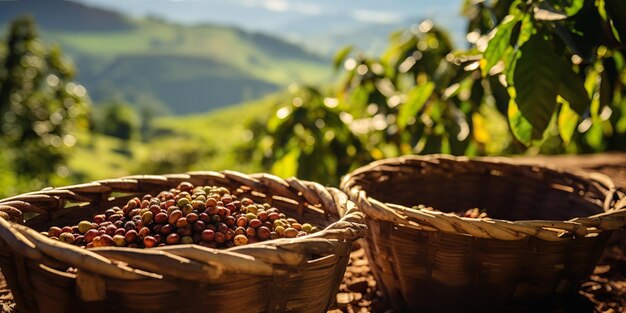 AI generato AI Generativo Chicchi di caffè piantagione natura paesaggio all'aperto