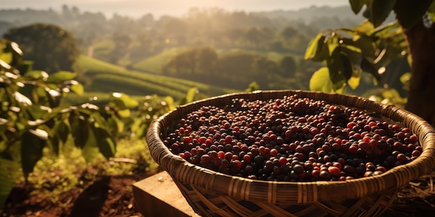 AI generato AI Generativo Chicchi di caffè piantagione natura paesaggio all'aperto