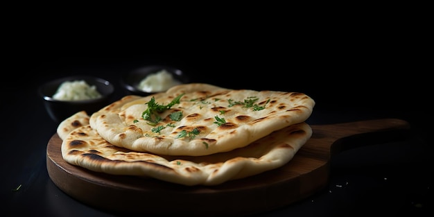 AI generato AI generativo cibo tradizionale indiano aglio naan pane appena sfornato