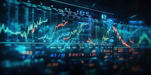 AI Generato AI Generativo Commercio di dati olografici investire analisi forex visualizzare grafico azionario