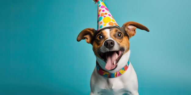 AI Generato AI Generativo Cucino divertente cane animale domestico nella festa di compleanno celebrazione del cappello