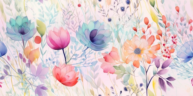 AI Generato AI Generativo Disegno ad acquerello vernice fiori modello consistenza superficie sfondo