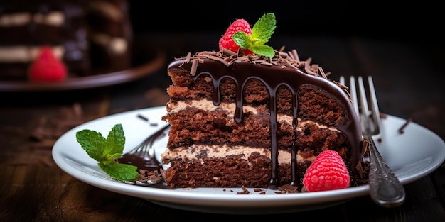 AI Generato AI Generativo Dolce dessert marrone torta di cioccolato scuro panetteria Arte grafica