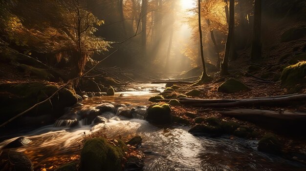 AI Generato AI Generativo Foresta albero giungla cascata piccola Avventura natura paesaggio all'aperto