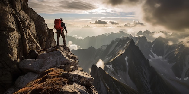 AI Generato AI Generativo Foto illustrazione dell'avventura esplora la montagna La vita alpinistica