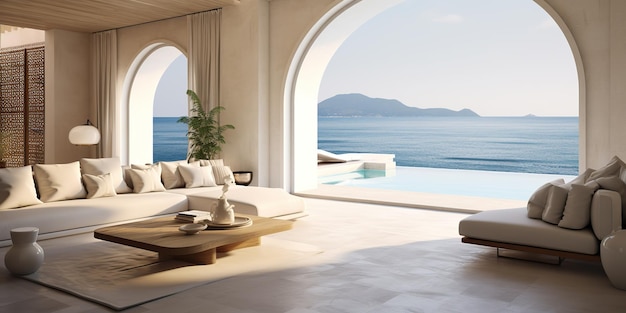 AI Generato AI Generativo isola greca hotel di lusso architettura d'interni design vacanza relax