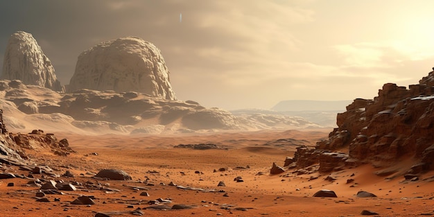 AI Generato AI Generativo Marte pianeta galassia superficie paesaggio deserto montagna paesaggio all'aperto arte grafica