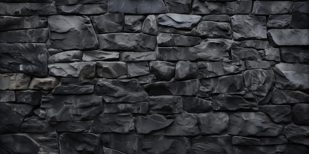 AI generato AI Generativo Nero mattone grigio roccia marmo decorazione parete sfondo