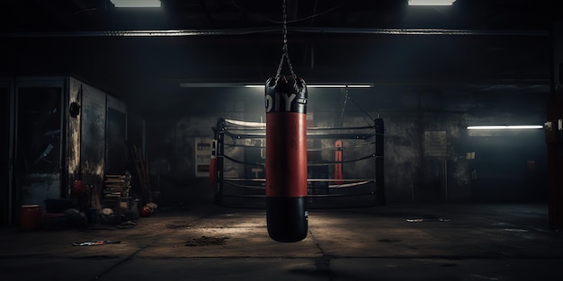 AI Generato AI Generativo Oscuro vintage retro vecchia borsa da palestra boxe fitness sport arti marziali