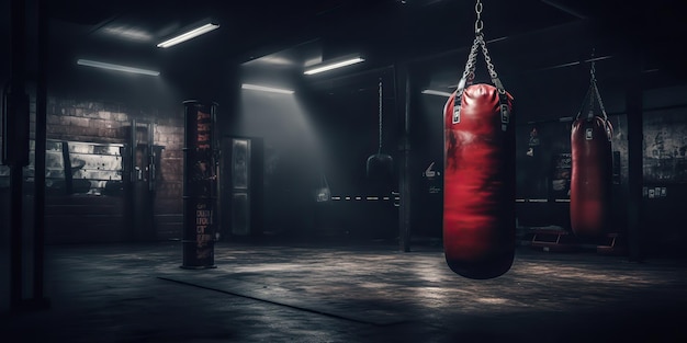 AI Generato AI Generativo Oscuro vintage retro vecchia borsa da palestra boxe fitness sport arti marziali