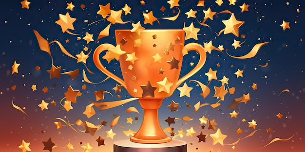 AI Generato AI Generativo Vincitore campione successo trofeo d'oro Campionato sportivo leader aziendale