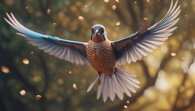 AI generato AI uccello generativo che vola con uno sfondo fantastico
