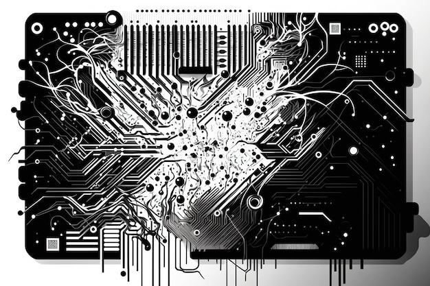 Ai generato illustrazione del circuito stampato sfondo astratto