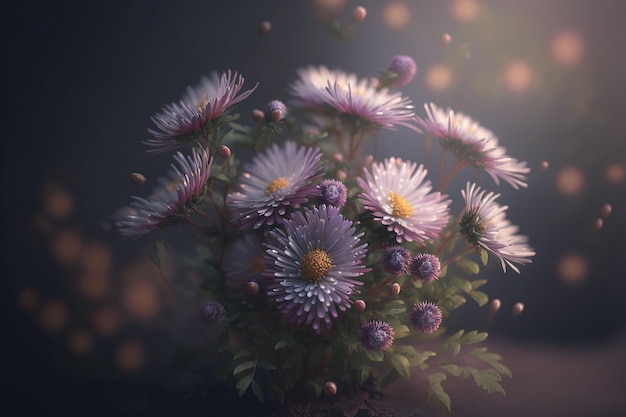 AI generato illustrazione di bellissimi fiori di aster