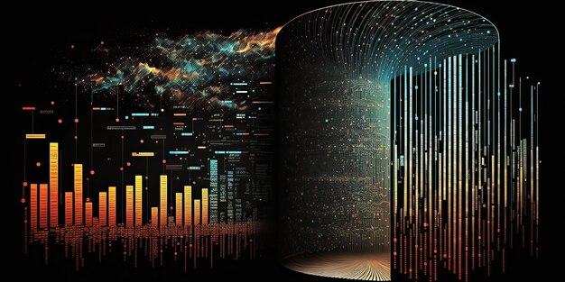 Ai generato illustrazione enorme magazzino di analisi dei dati del database