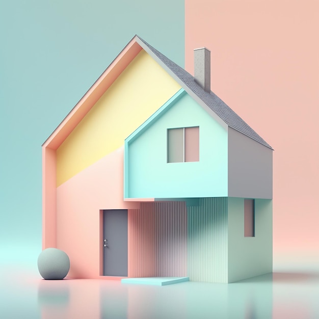 Ai generato illustrazione Piccola casa in colori pastello
