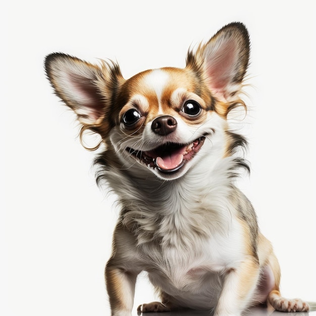 Ai generato ritratto di cane di razza chihuahua carino felice eccitato sorridente