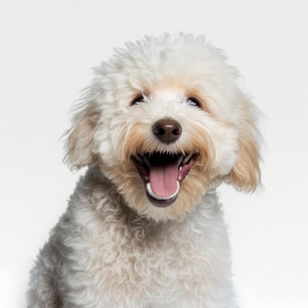 Ai generato ritratto di cane di razza eskipoo carino felice eccitato sorridente