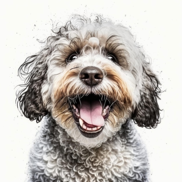 Ai generato ritratto di cane di razza havapoo carino felice eccitato sorridente