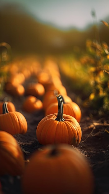 AI generato Zucca sul campo in autunno Stagione della raccolta