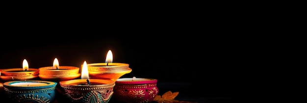 Ai ha generato l'illustrazione del festival indù Diwali delle luci che celebrano le lampade a olio Diya