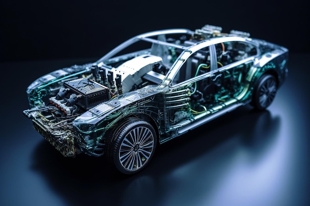 Ai ha generato l'illustrazione della futura tecnologia del software per auto SelfDriving Car