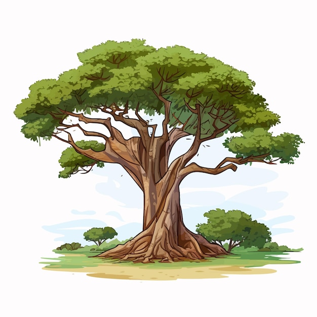 AI Illustrazione realistica dell'albero verde sullo sfondo bianco