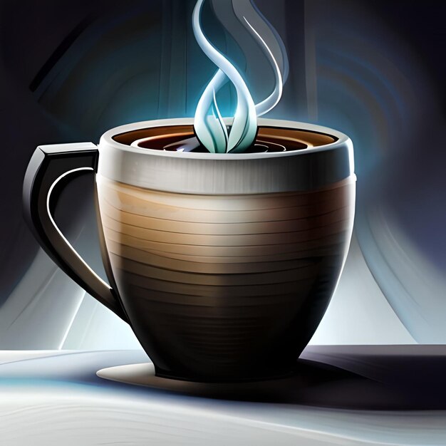 Ai immagine caffè caldo illustrazione artistica
