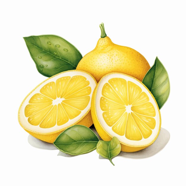 AI Lemon Fruit Illustrazione Cartoon Style Art Sfondi bianchi