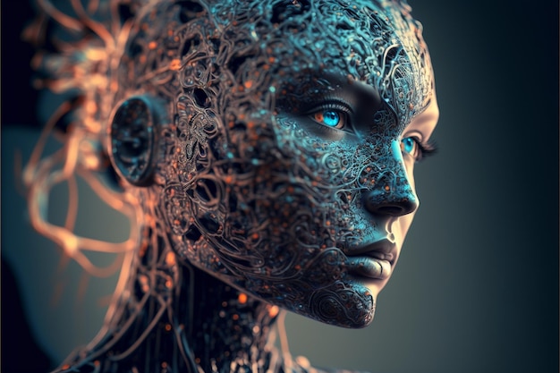 AI Machine learning big data network connection background Innovazione tecnologica scientifica e di intelligenza artificiale e Deep Learning futuristico prossimo passo verso l'intelligenza artificiale