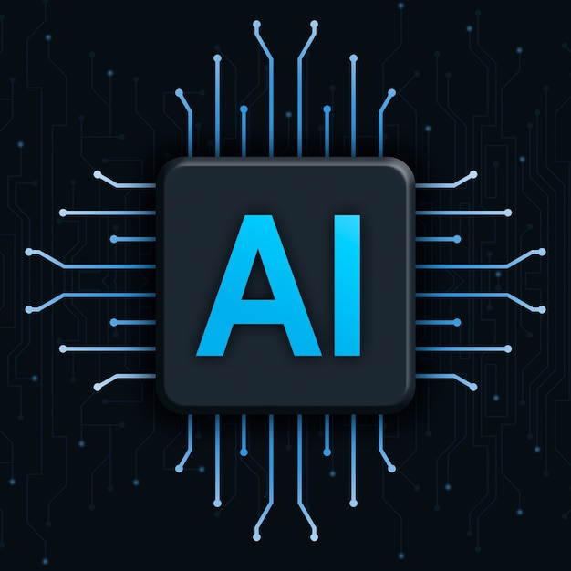 ai on realistic cpu technology background 3d