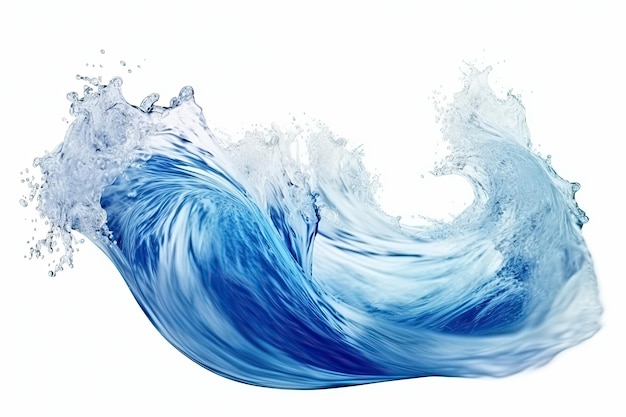 Ai ondata d'acqua blu isolata su sfondo bianco AI generativa