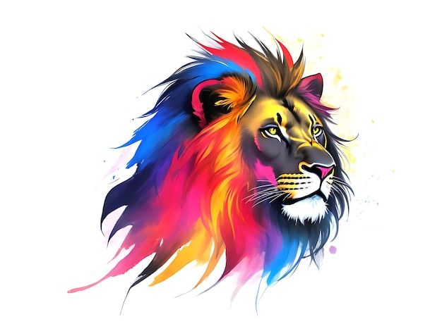 ai opere d'arte colorate colori grafici re indiano leo leone mammifero criniera post di vernice