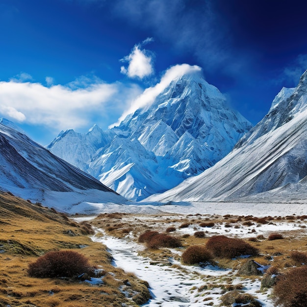 AI Paesaggio naturale invernale delle montagne innevate