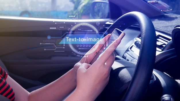 ai tech text to image virtual graphic with ai artificial intelligence using command prompt for generates something futuristic technology transformation